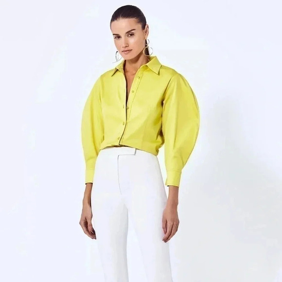 Alexis Brooks Long Puff-sleeved shirt in Cerulean- Size M; New with Tags - Picture 7 of 13